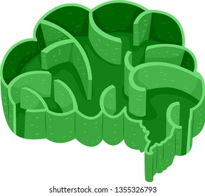 Illustration of a Brain Shaped as a Labyrinth