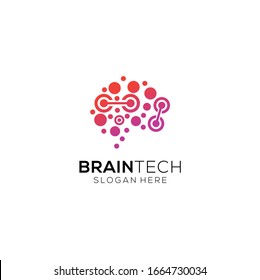 Illustration of Brain Technology Logo Design. Digital Tech Tech Logo Design Digital Tech Tech Logo With a white background