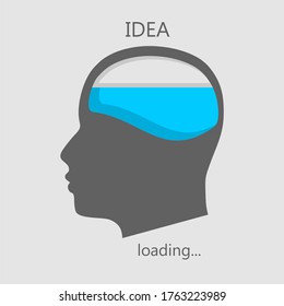 Illustration of brainwork, idea appearance. Progress or loading bar.