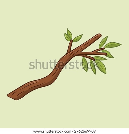 Illustration of a Branch with Green Leaves