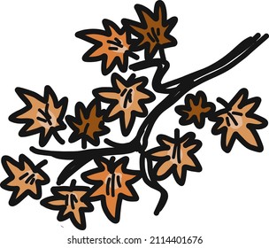 Illustration of the branches and leaves of the maple leaves that turn red.