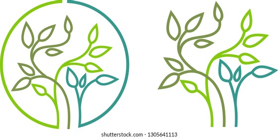 Illustration of the branches that are interlaced. Eco logos