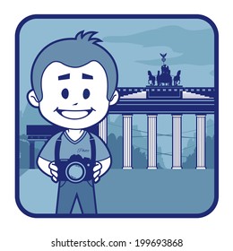 Illustration with Brandenburg Gate in Germany. Vector illustration