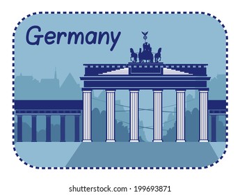 Illustration with Brandenburg Gate in Germany. Vector illustration