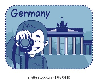 Illustration with Brandenburg Gate in Germany. Vector illustration