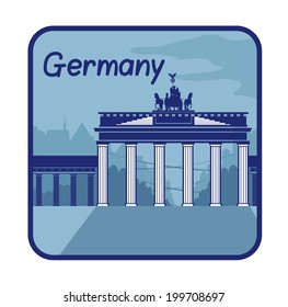 Illustration with Brandenburg Gate in Germany. Vector illustration