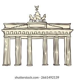 Ilustración de la Puerta de Brandeburgo. Vector Gráfico en el fondo blanco