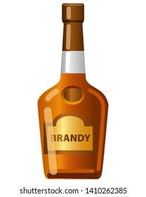 illustration of brandy bottle on the white background