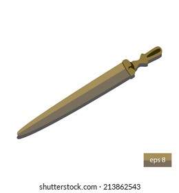 illustration of brass knife