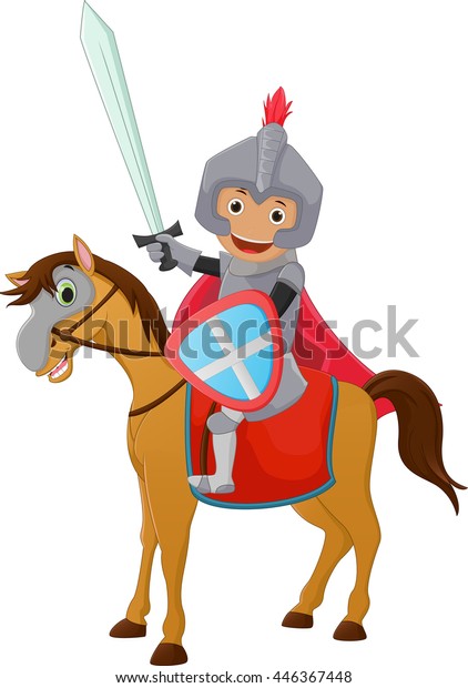 Illustration Brave Knight Riding On Horse Stock Vector (Royalty Free ...