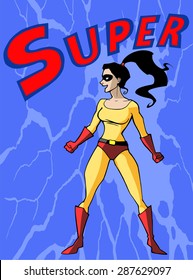 Illustration of a brave super lady