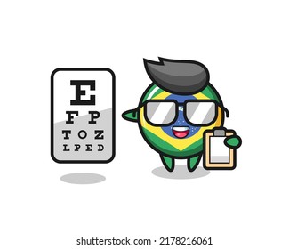 Illustration of brazil flag badge mascot as an ophthalmology , cute style design for t shirt, sticker, logo element