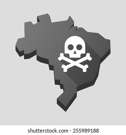 Illustration of a Brazil map with a skull
