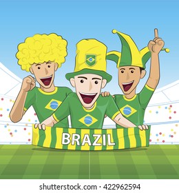 Illustration Brazil Sport Fan Cheer Vector