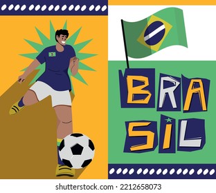 Illustration of a brazilian soccer player in cordel style.