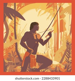 Illustration of a brazilian Yanomami indian