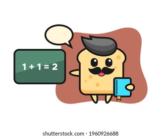 Illustration of bread character as a teacher, cute style design for t shirt, sticker, logo element
