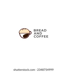 ILLUSTRATION BREAD AND COFFEE SIMPLE LOGO ICON TEMPLATE DESIGN ELEMENT VECTOR