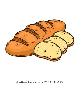 Ilustración de un pan en estilo grabado. Panadería. Ilustración de vector