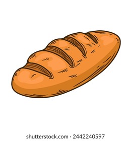 Illustration of a bread in engraving style. Bakery. Vector illustration