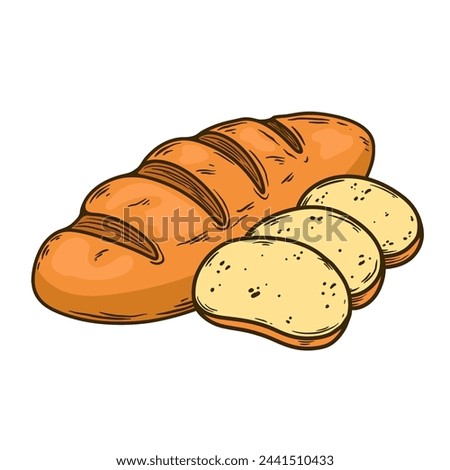 Illustration of a bread in engraving style. Bakery. Vector illustration