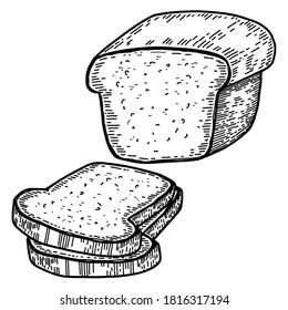 Illustration von Brot im Gravierstil. Design-Element für Poster, Karte, Banner, Menü. Vektorgrafik