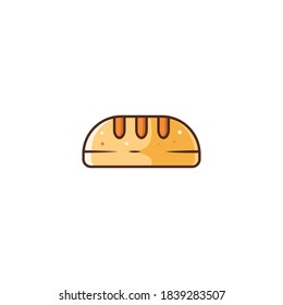 Illustration of Bread Filled Color Icon - Fast Food Icon Set Vector Illustration Design.