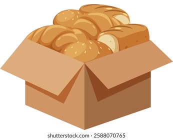 Illustration of bread loaves in an open box