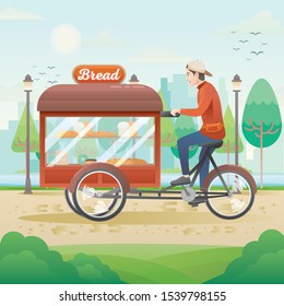 Illustration of Bread Merchant Men With Carts