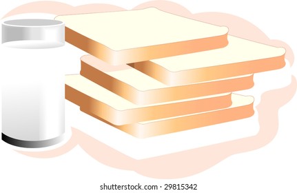 Illustration of Bread and milk	