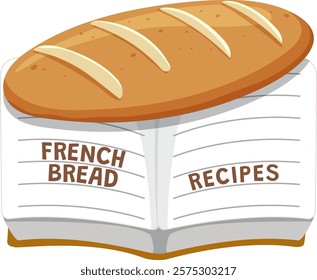 Illustration of a bread on an open recipe book