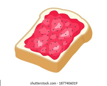 Illustration of bread with strawberry jam.