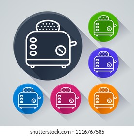Illustration of bread toaster icons with shadow
