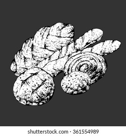 Illustration bread. Vector, hand-drawn images.