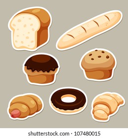 illustration of breads set on background