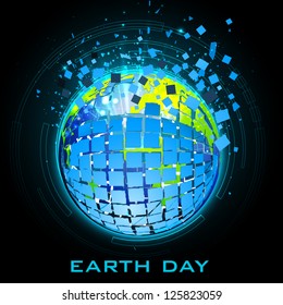 illustration of breaking earth on technology background