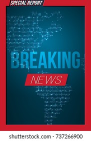 Illustration of Breaking News Vector Banner on Bright Earth Glowing Globe Background. TV News Opener. Broadcast Design Layout