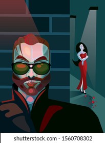 an illustration of breakup of beautiful couple in noir style