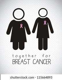 Illustration of breast cancer, awareness ribbon, vector illustration