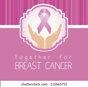 Illustration of breast cancer, awareness ribbon, vector illustration