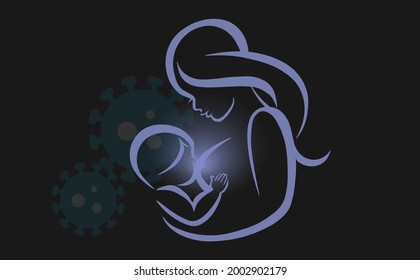 Illustration of breastfeeding in pandemic era in soft color design. World Breastfeeding week on August 1st until 7th. 