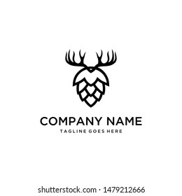 Illustration brewing beer icons in a deer head symbolizing grandeur and elegance logo design