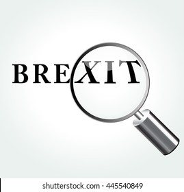 Illustration of brexit word concept with magnifying