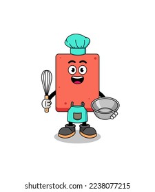 Illustration of brick as a bakery chef , character design