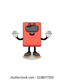 Ilustración de ladrillo con auriculares vr, diseño de caracteres