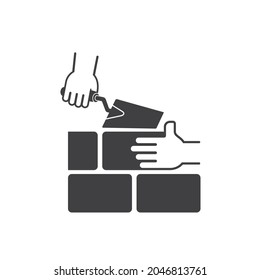 illustration of bricklayer, vector art.