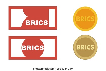 Ilustración de brics, papel y monedas.