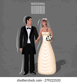 Illustration of bride and groom.