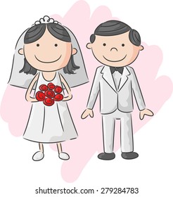  Illustration of bride and groom 