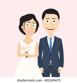 Illustration of bride and groom.